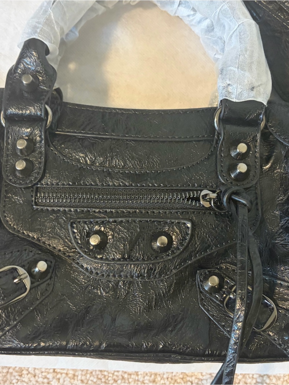 Black Stud-Accent Women's Satchel